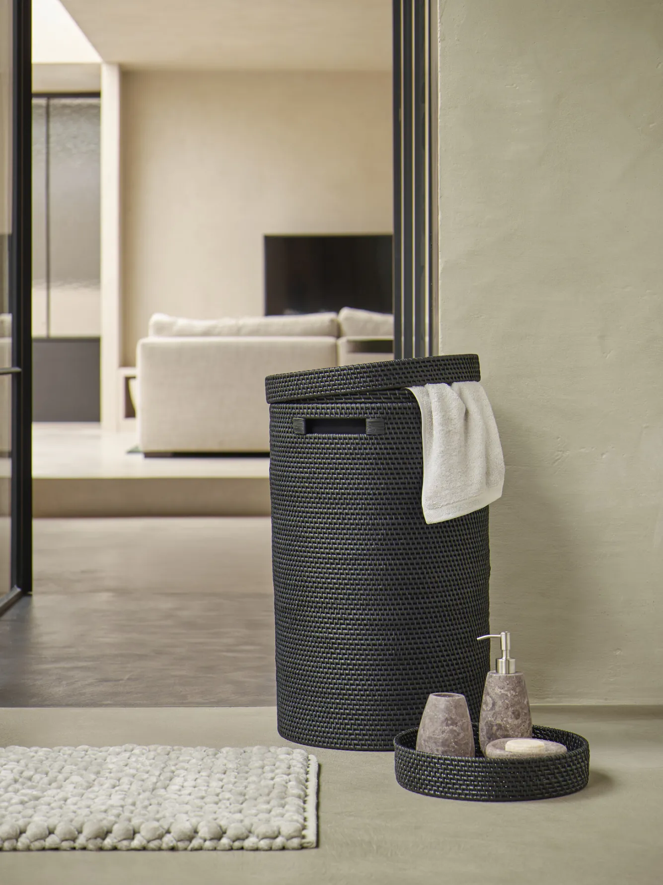 Aquanova Laundry basket with lid CINO color Black (black)