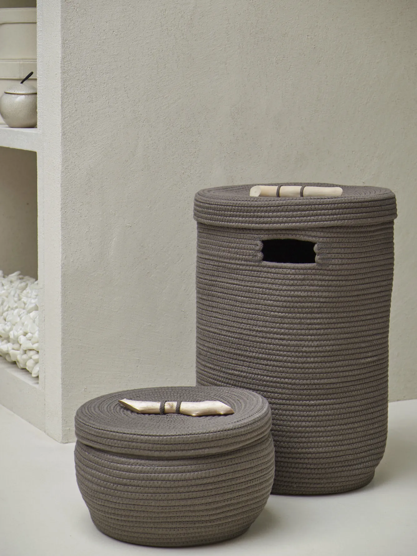 Aquanova Storage basket OTIS color Ash-109 (gray / gray-brown)