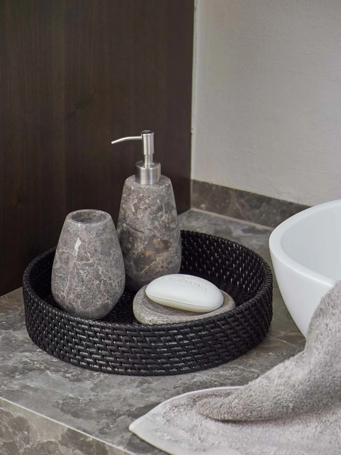 Aquanova Toilet brush holder CONOR color Greige, (gray / beige)