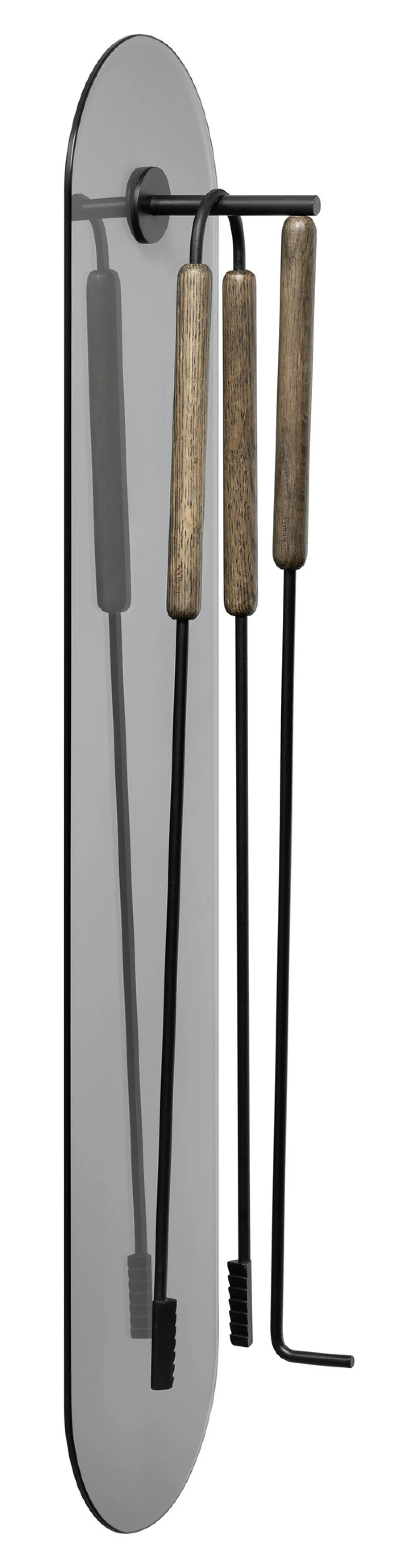 Blomus ASHI 3-piece fireplace set wall (brown oak) 66161