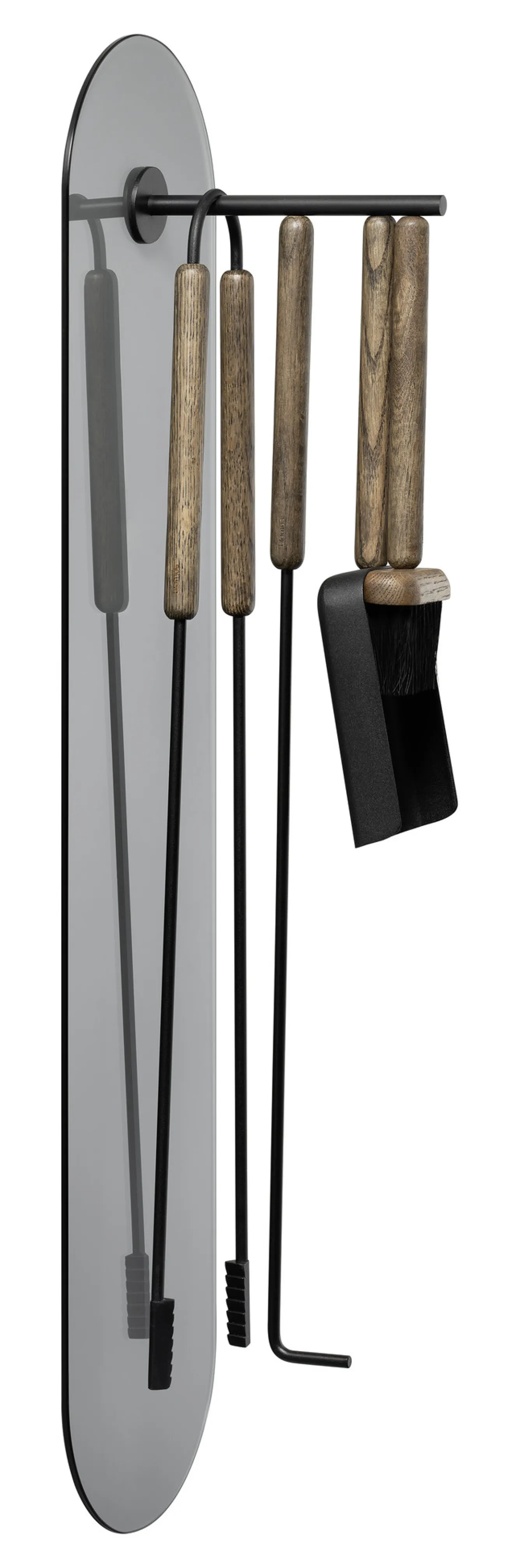 Blomus ASHI 5-piece fireplace set wall (brown oak) 66159