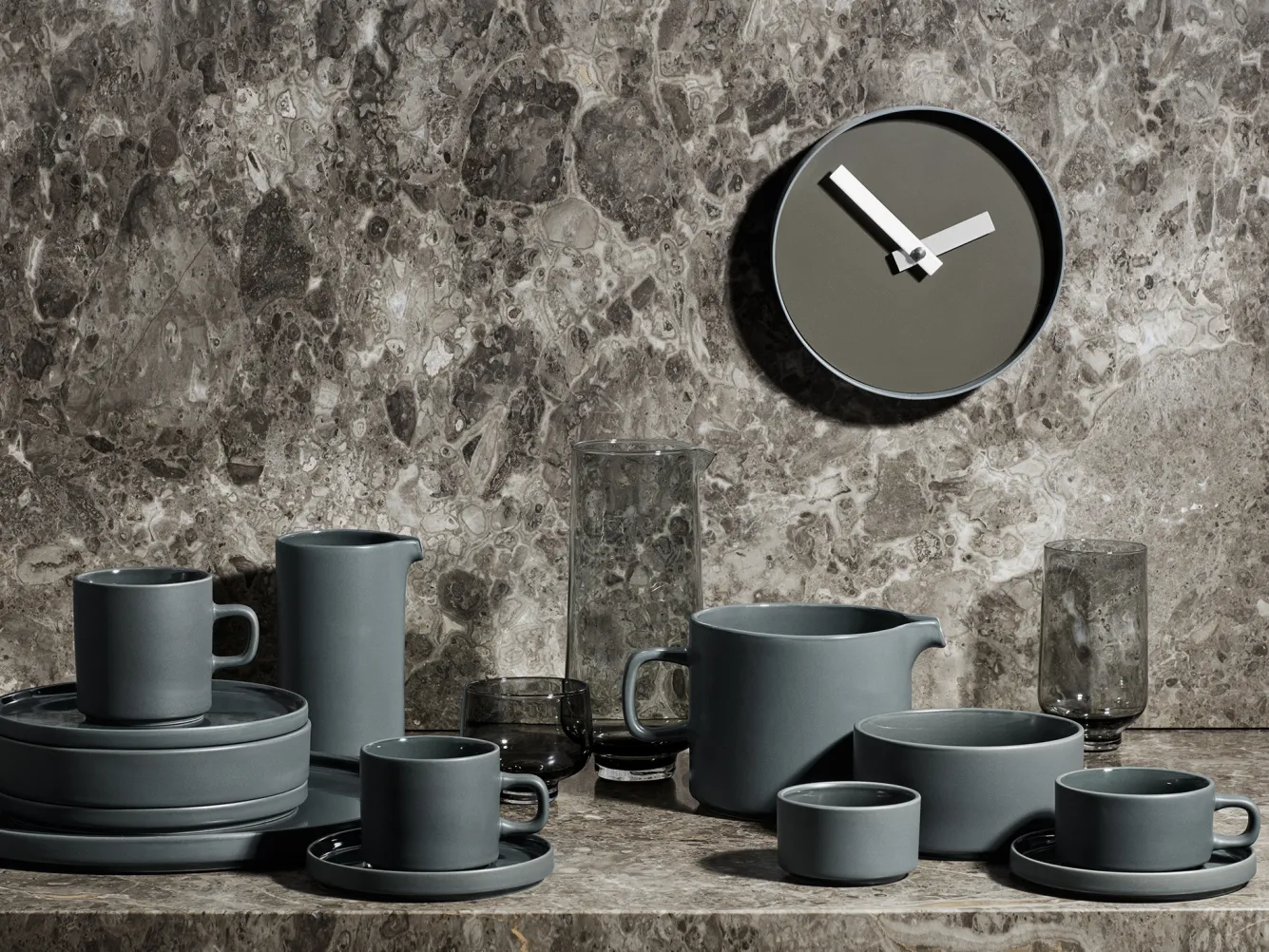 Blomus PILAR 2 coffee cups 200 ml with saucer Agave Green (63909)