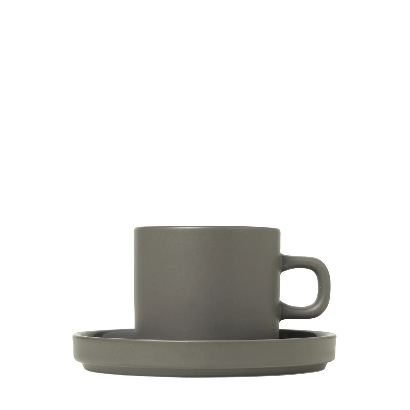 Blomus PILAR 2 coffee cups 200 ml with Pewter saucer (63974)