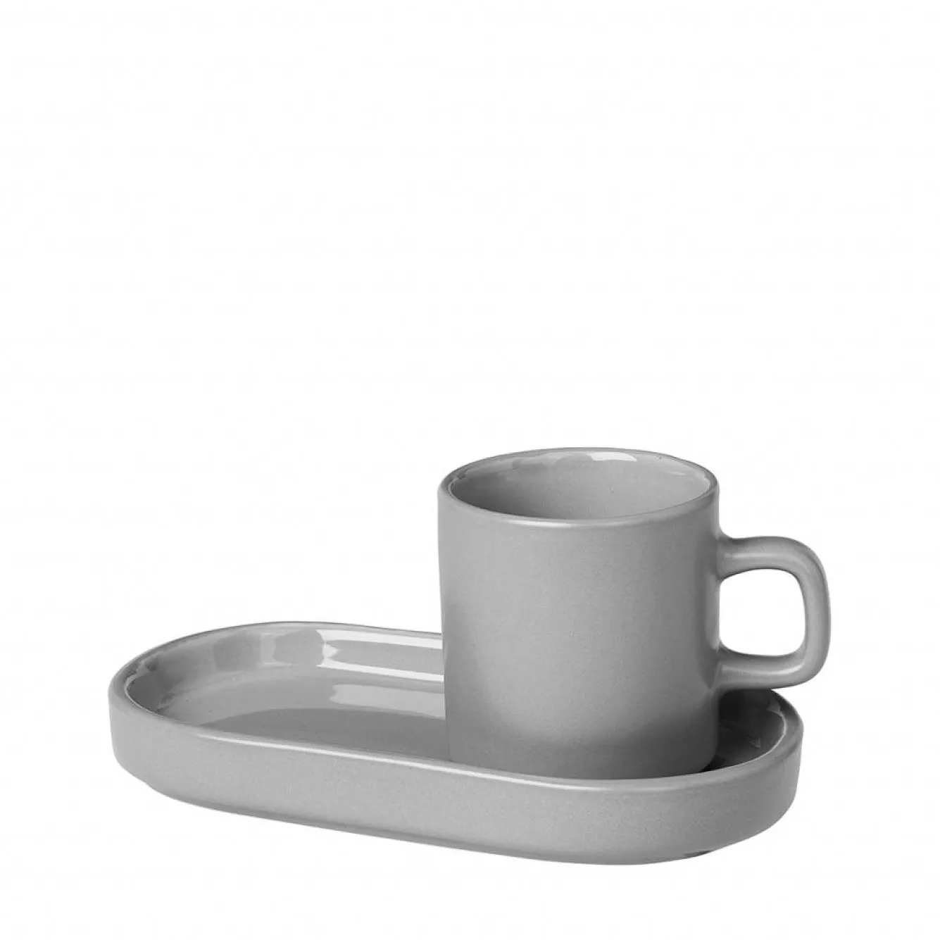 Blomus PILAR 2 espresso cups 50 ml with saucer Mirage Gray (63725)