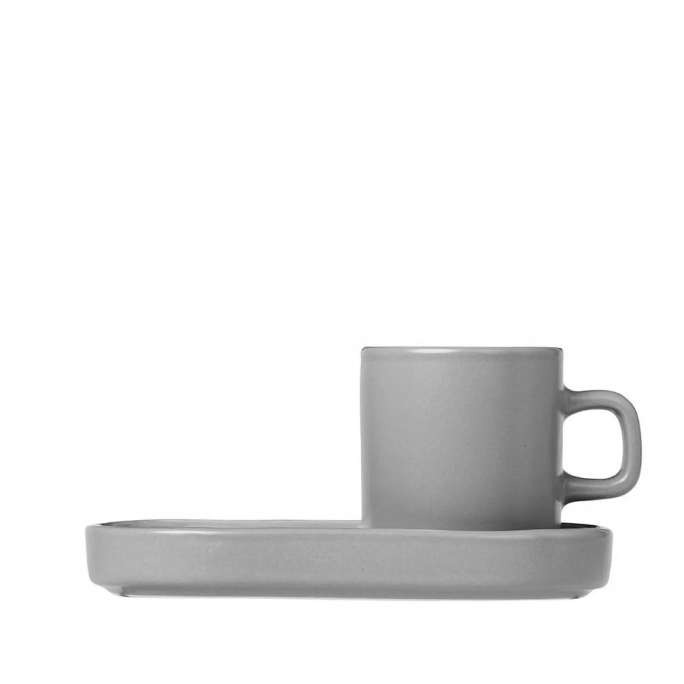 Blomus PILAR 2 espresso cups 50 ml with saucer Mirage Gray (63725)