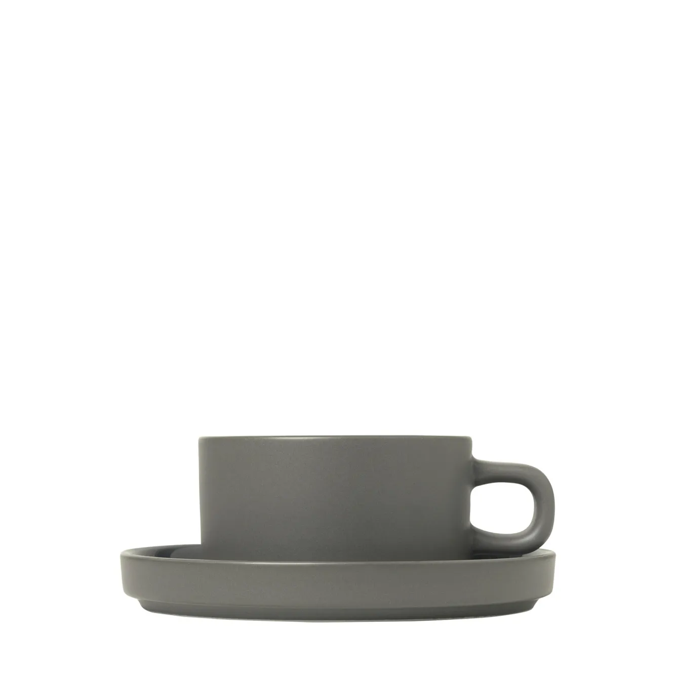 Blomus PILAR 2 tea cups 170 ml with saucer color Pewter (63975)