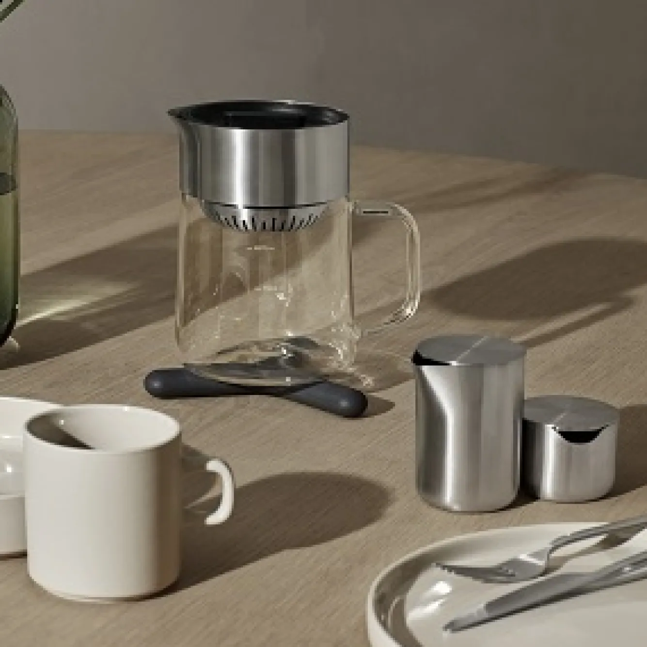 Blomus PILAR 2 tea cups 170 ml with saucer Moonbeam (63908)