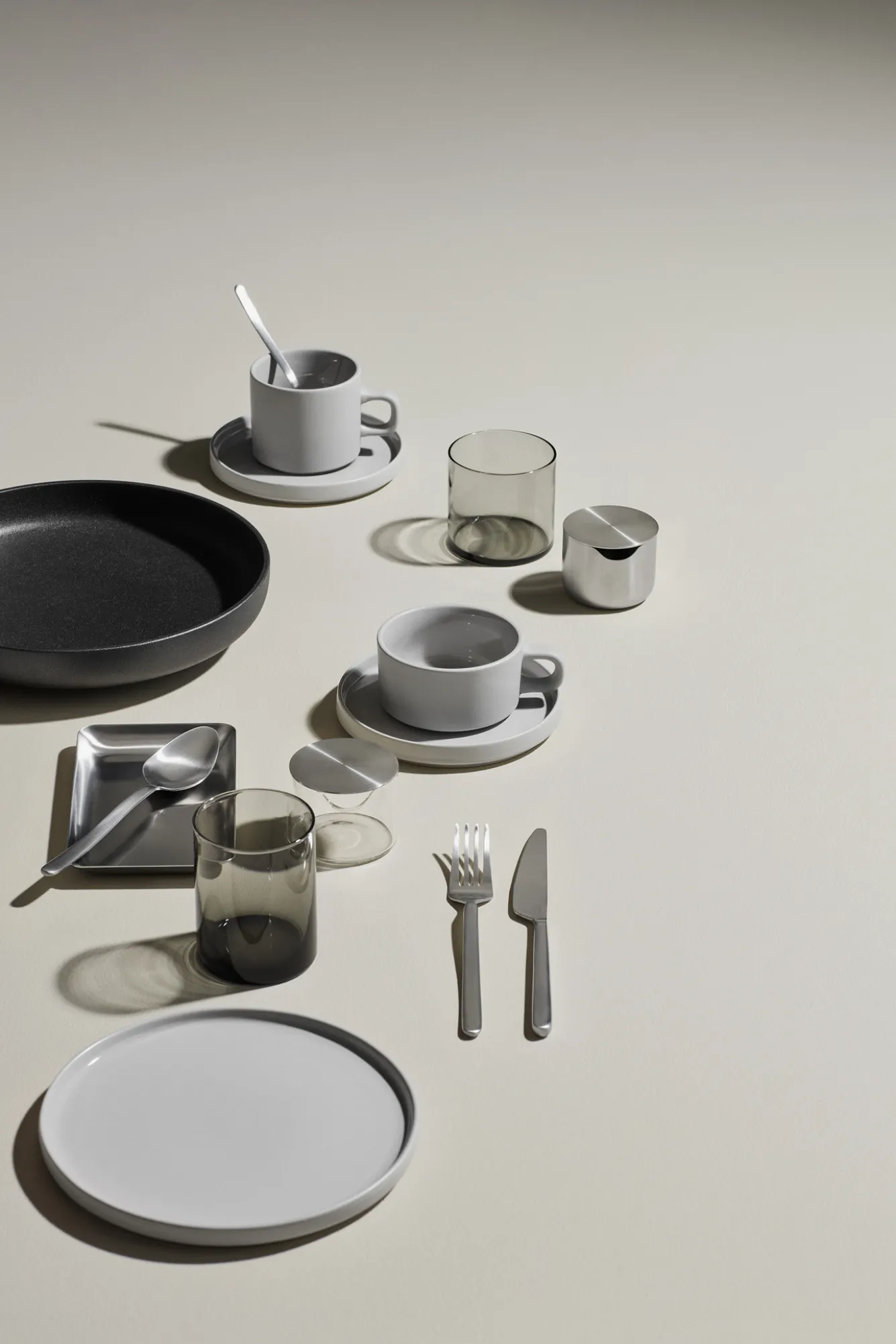 Blomus PILAR 2 tea cups 170 ml with saucer Mirage Gray (63912)