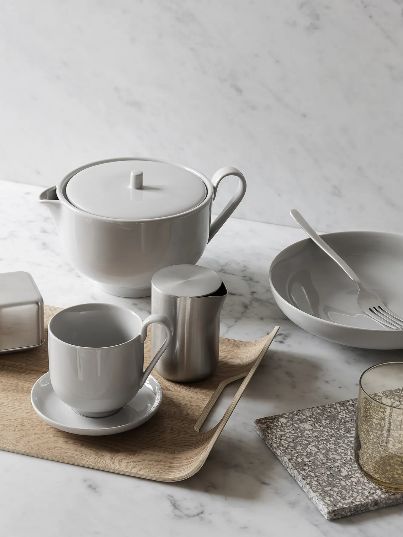 Blomus RO set/2 coffee cups with saucer Nimbus Cloud (64050)