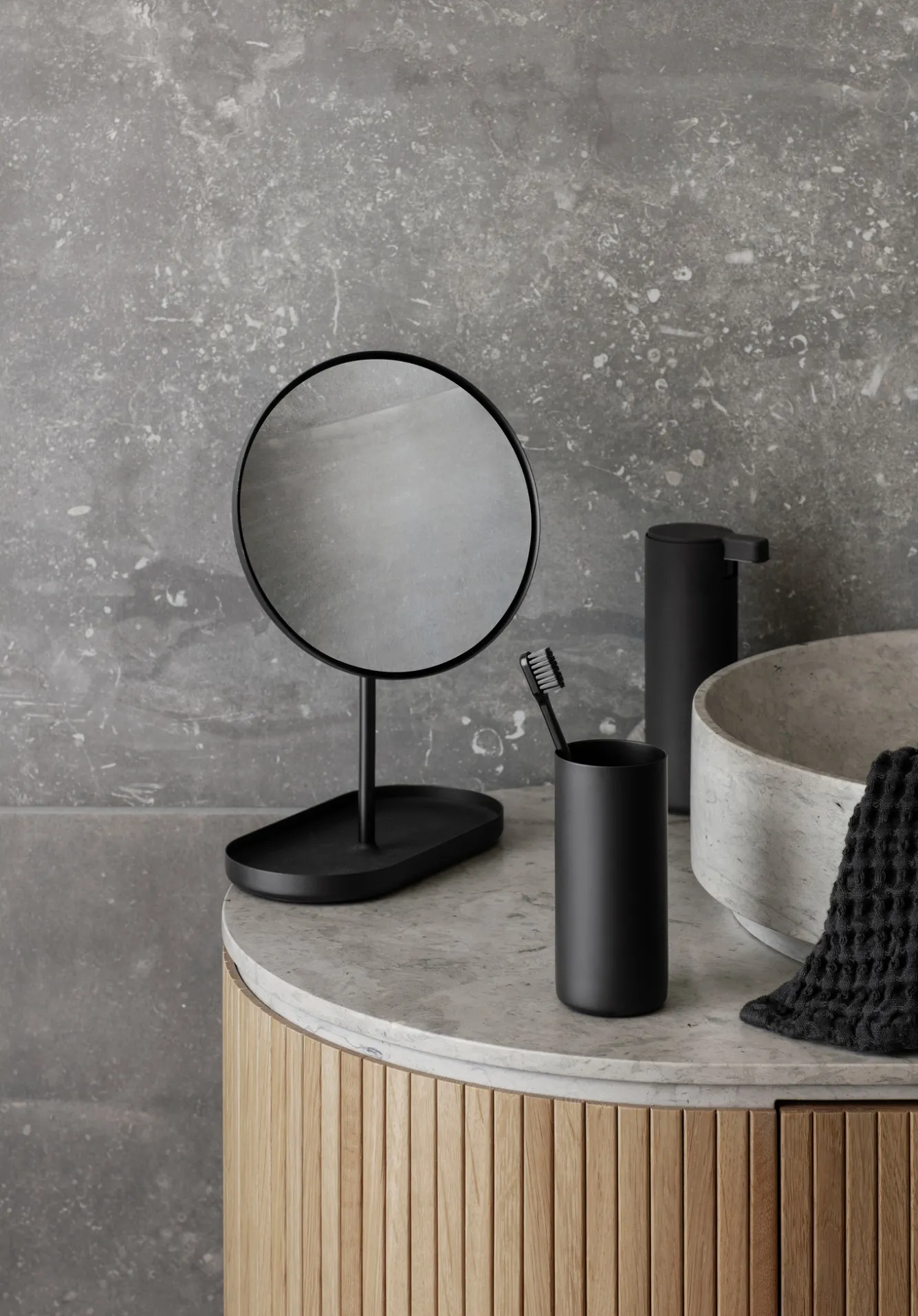 Blomus Toilet roll holder with platform MODO black (66456)