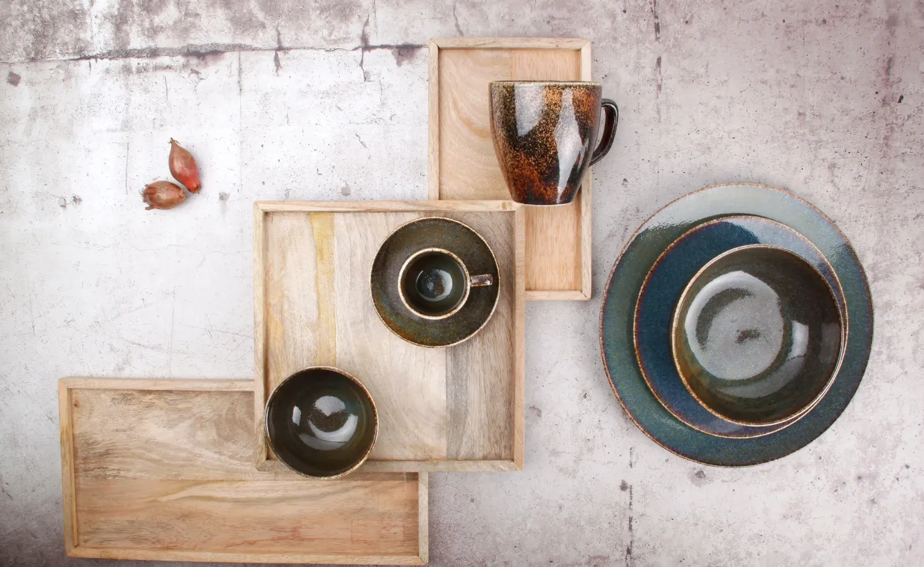 BonBistro CIRRO espresso cup and saucer - Green multi (740570 + 740575)