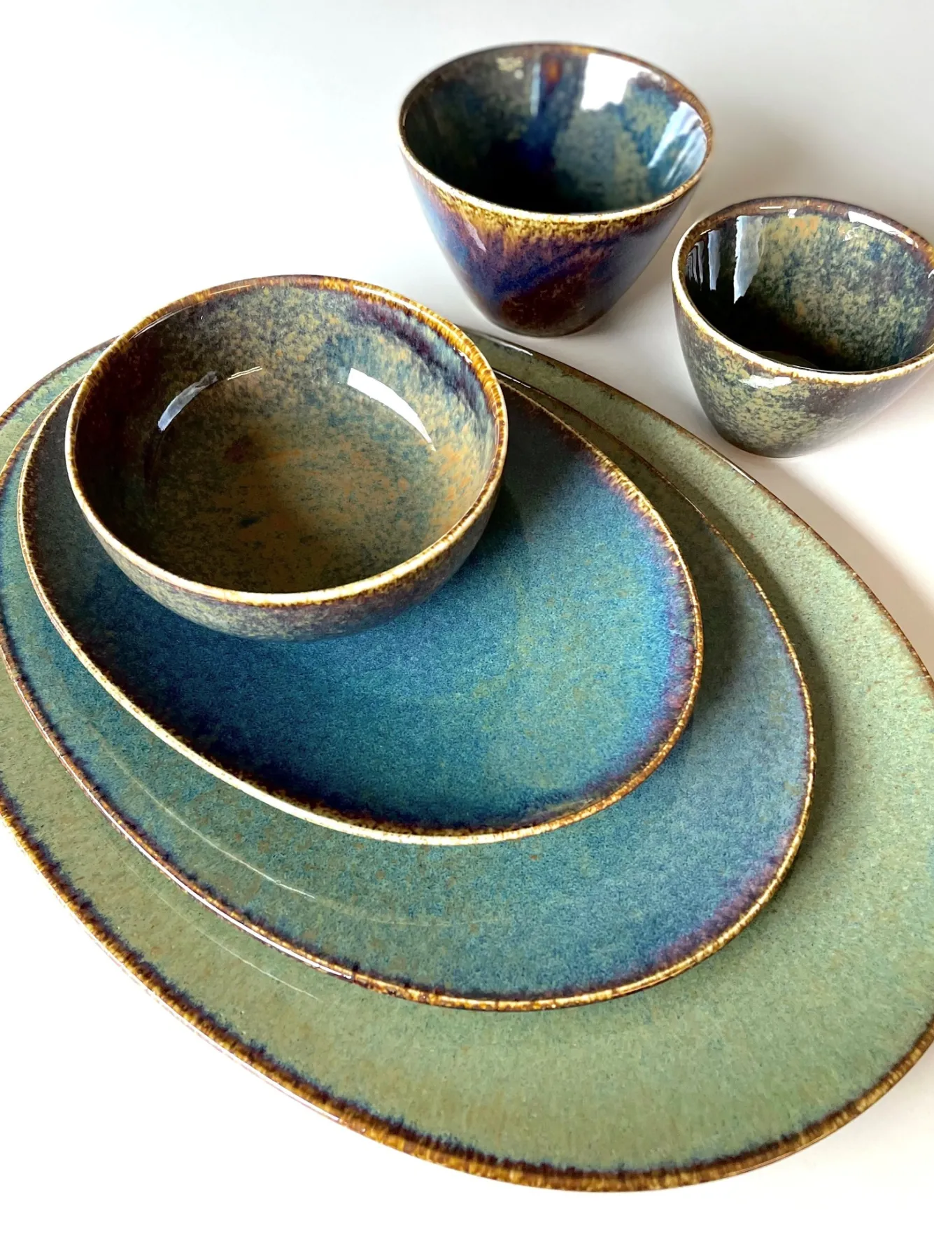 BonBistro CIRRO espresso cup and saucer - Green multi (740570 + 740575)