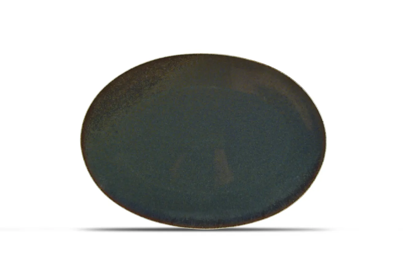 BonBistro CIRRO flat plate oval / serving plate 36 cm - Green multi (740557)