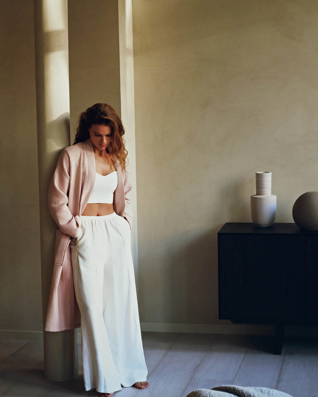 Vandyck Bathrobe BIARRITZ color Pale Pink (BAGE22104)