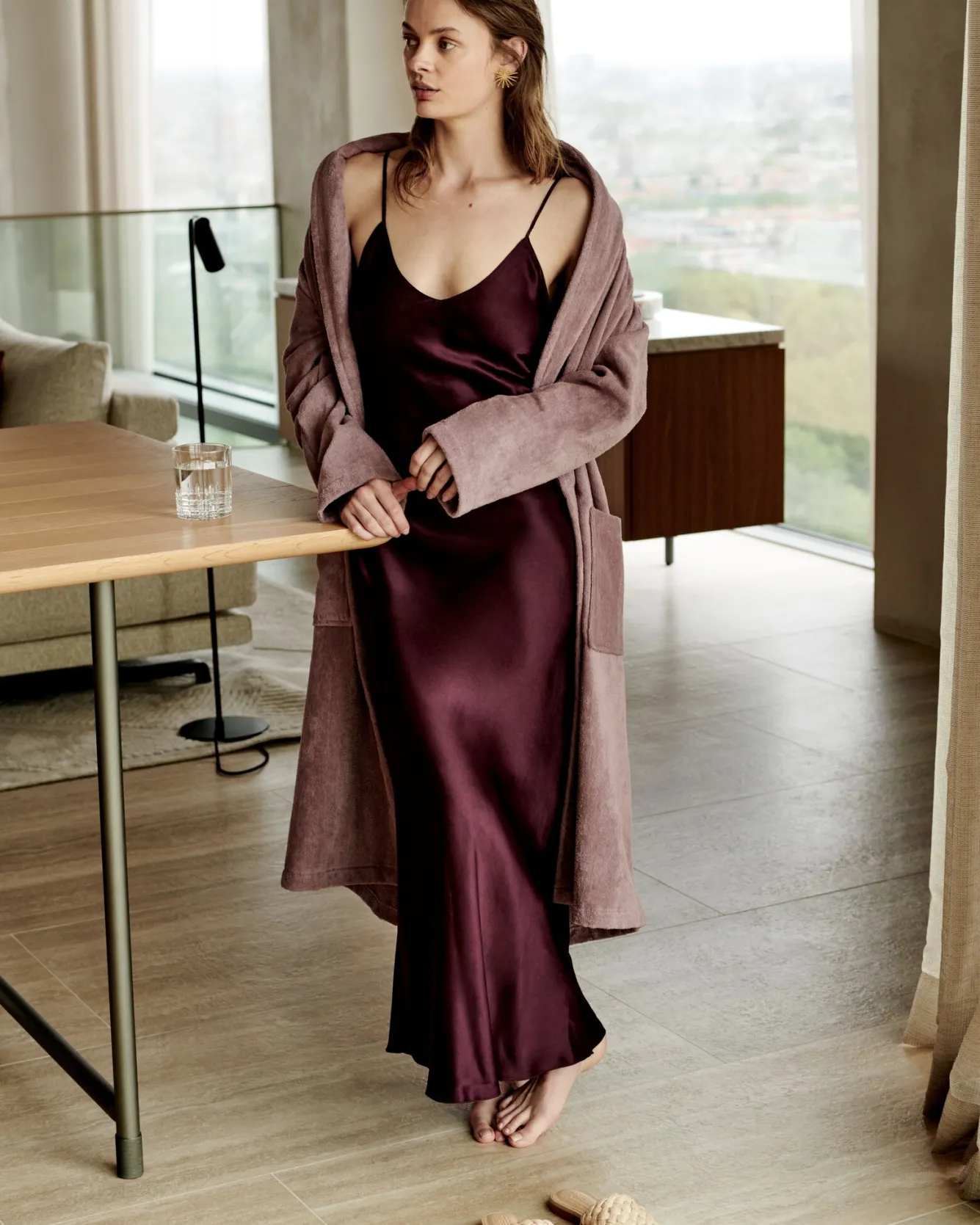 Vandyck Bathrobe PRESTIGE color Mauve, cotton