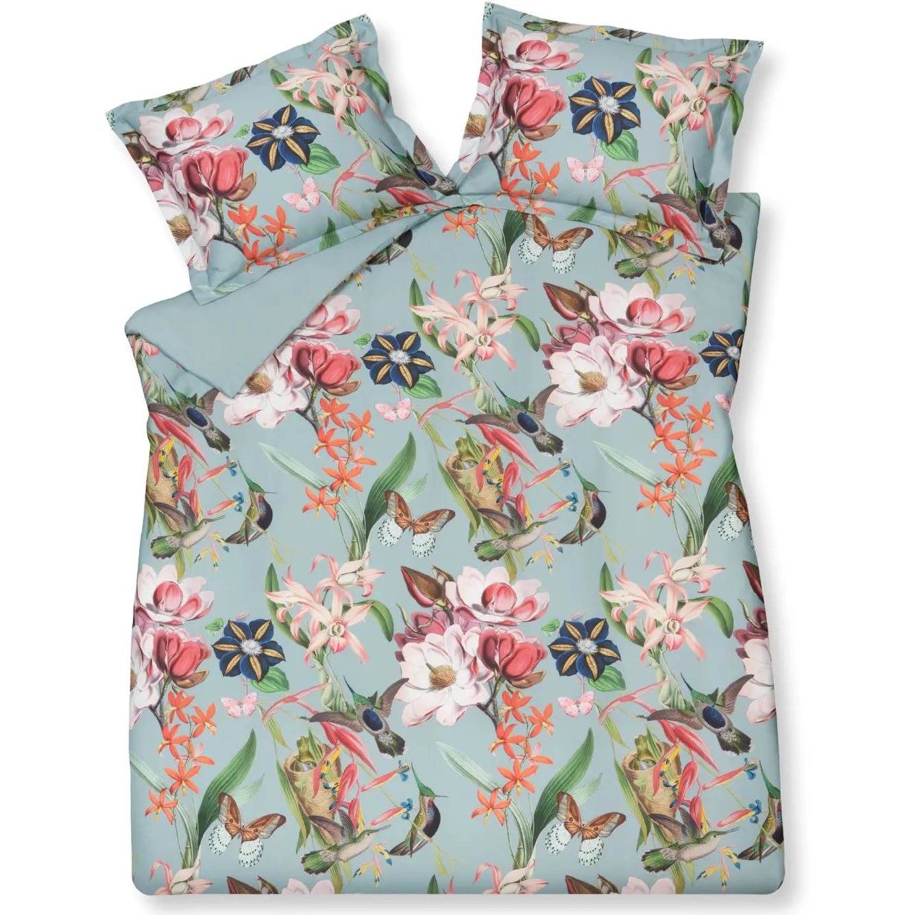 Vandyck Duvet cover FLOWER MIX Pearl Blue 200x220 cm (satin cotton)