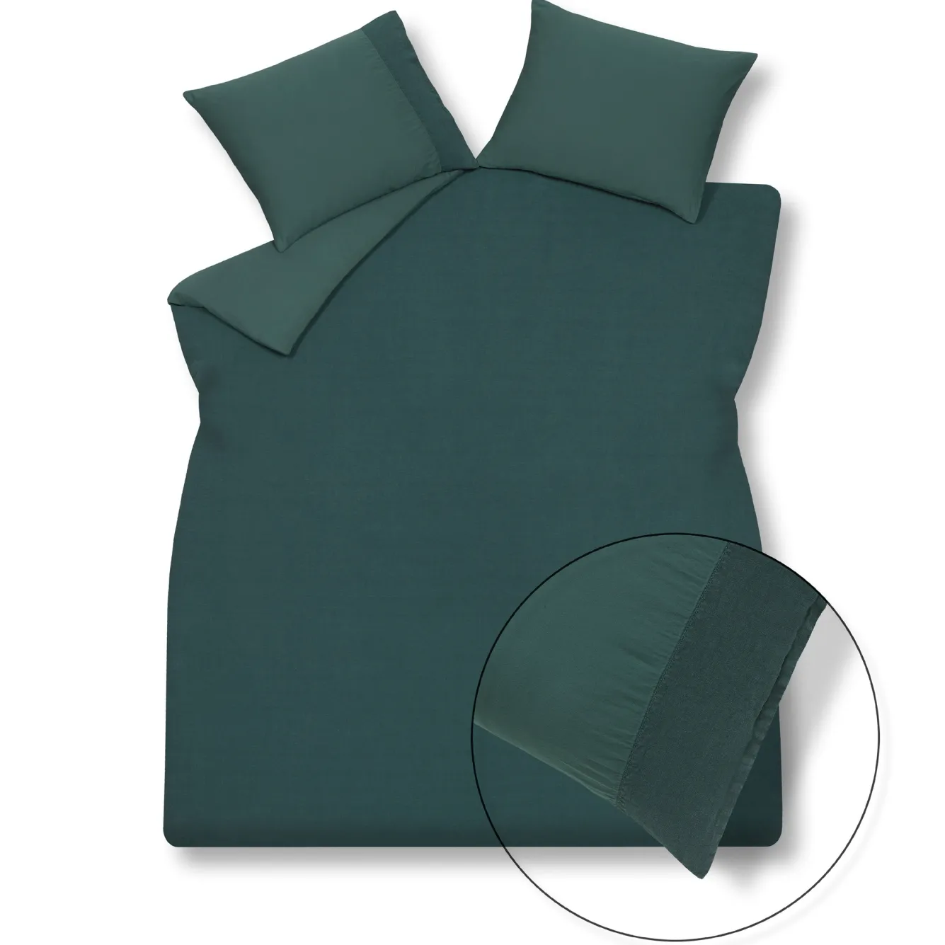 Vandyck Duvet cover PURE 07 Dark Green 240x220 cm (linen / satin cotton) PRSA17207