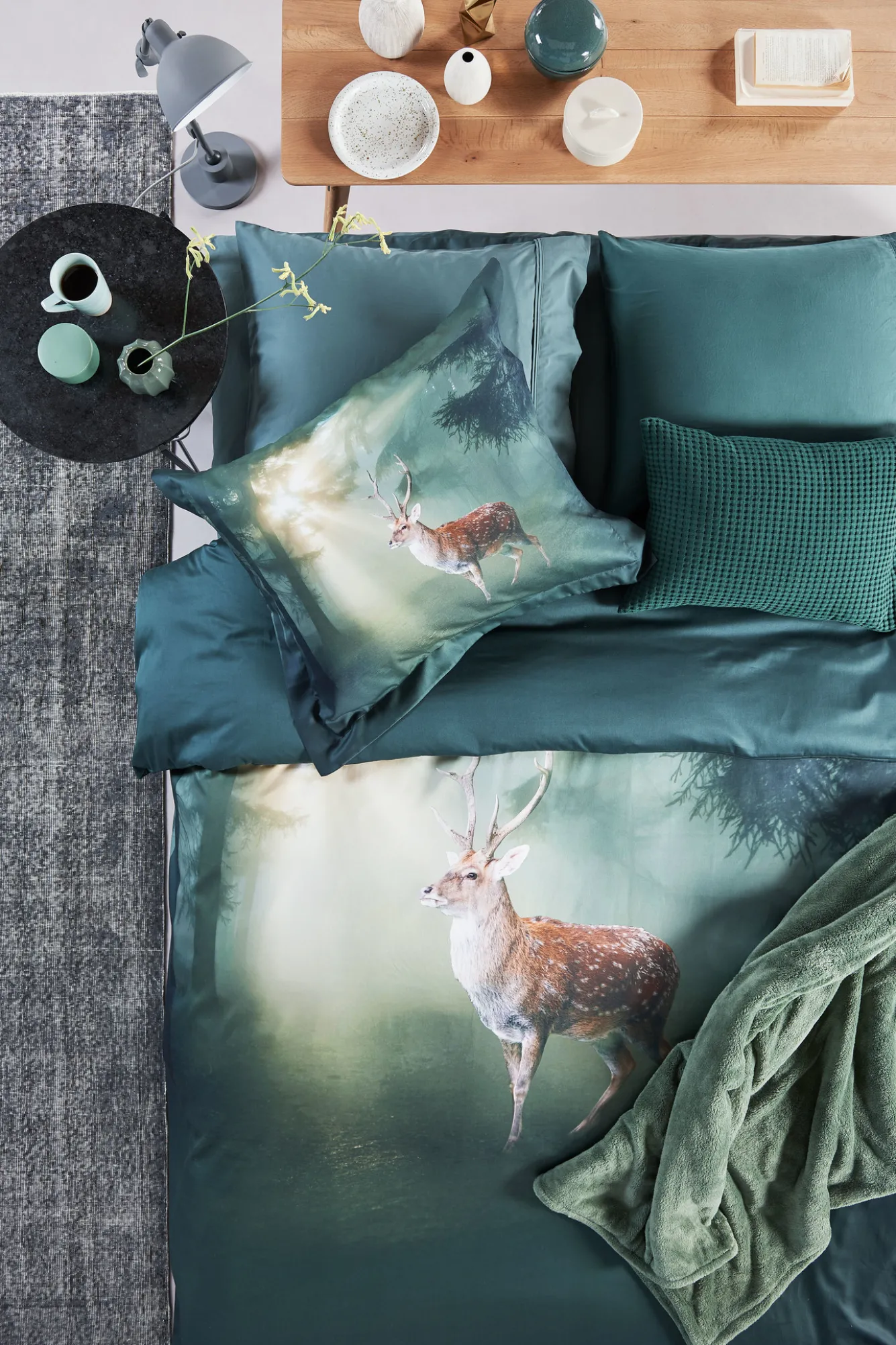 Vandyck Duvet cover PURE 07 Dark Green 240x220 cm (linen / satin cotton) PRSA17207
