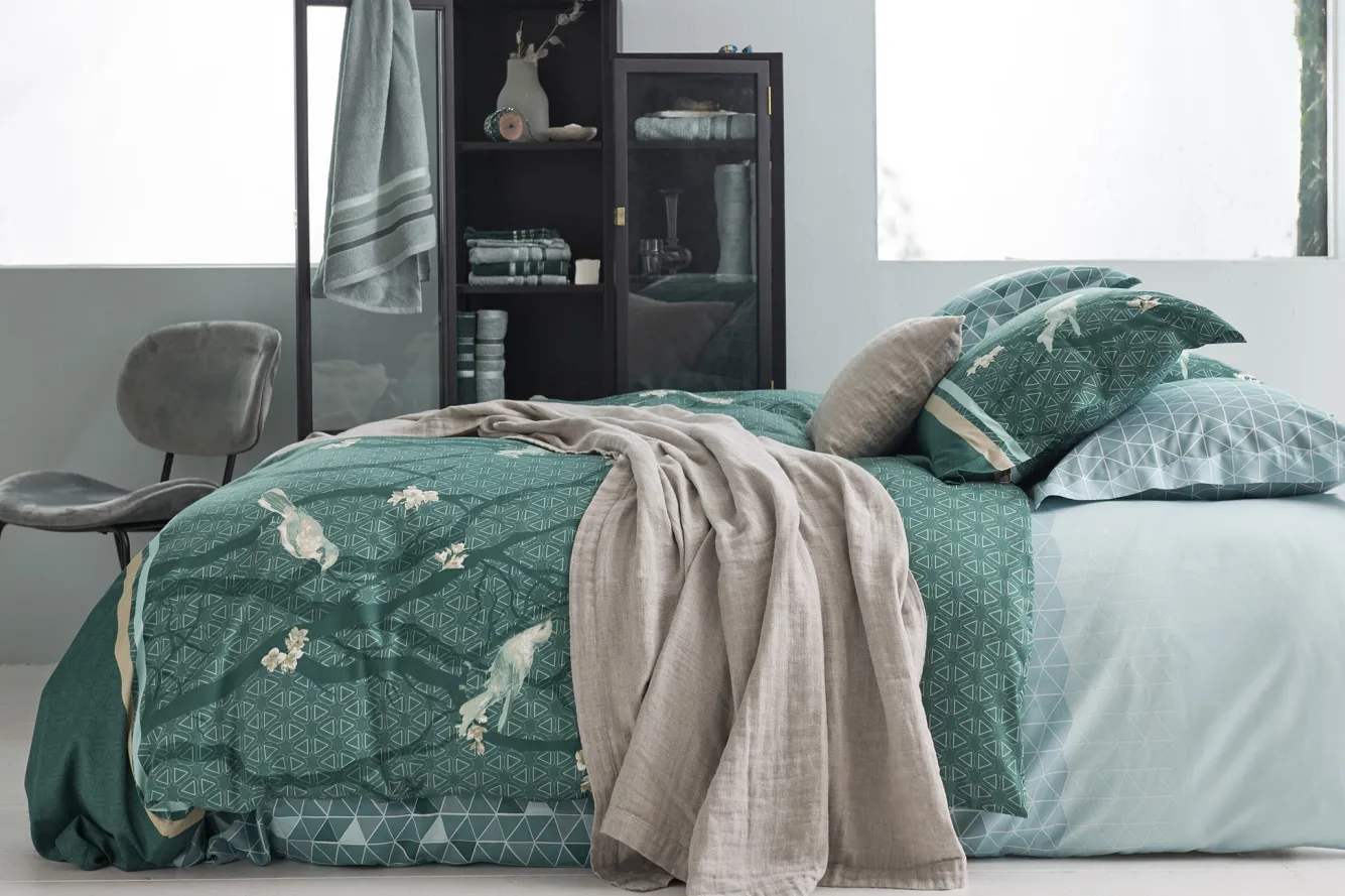 Vandyck Duvet cover SMALL BIRDS Mint Green 200x220 cm (satin) SABR20103