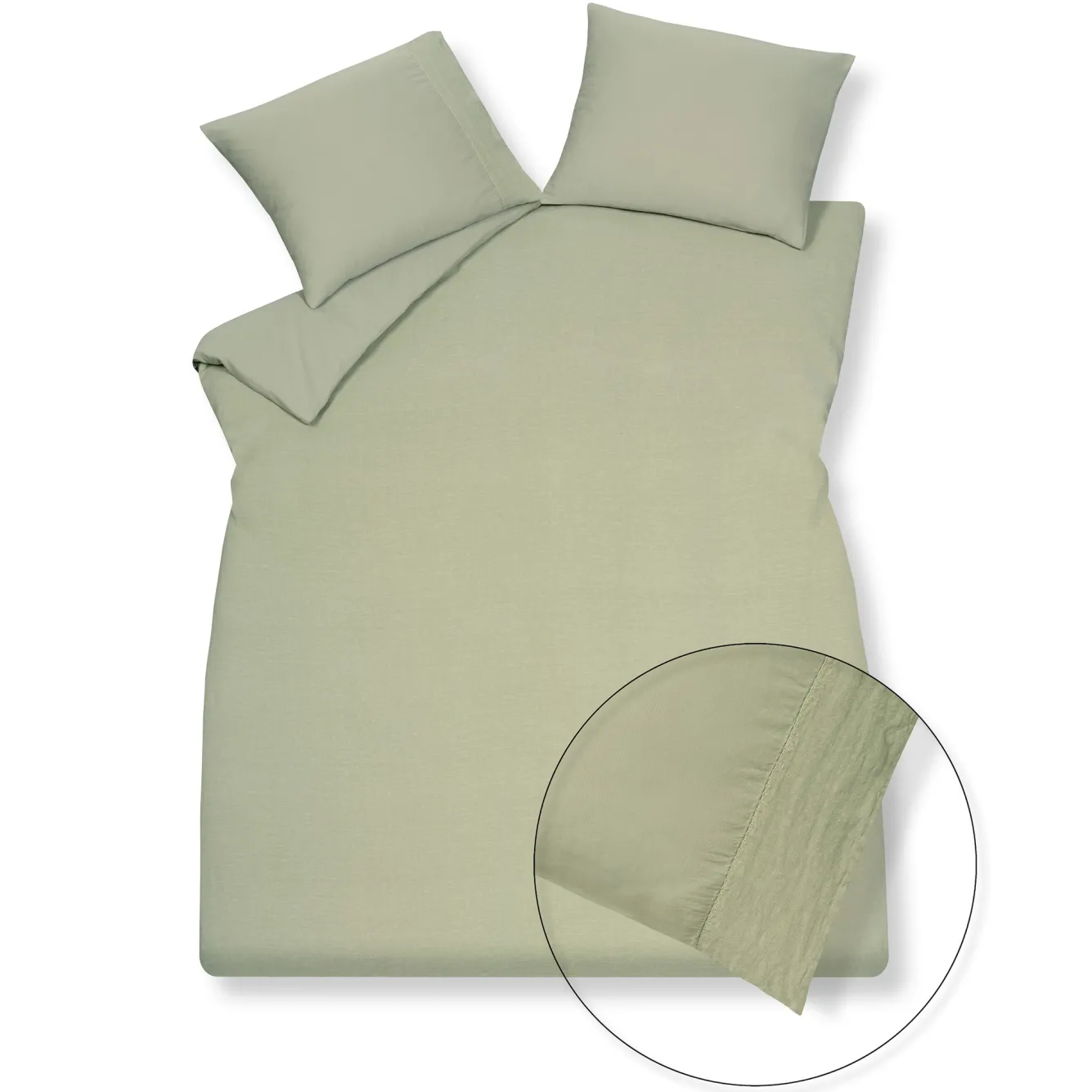 Vandyck Duvet cover PURE 07 Light Olive 200x220 cm (linen / satin cotton) PRSA17207