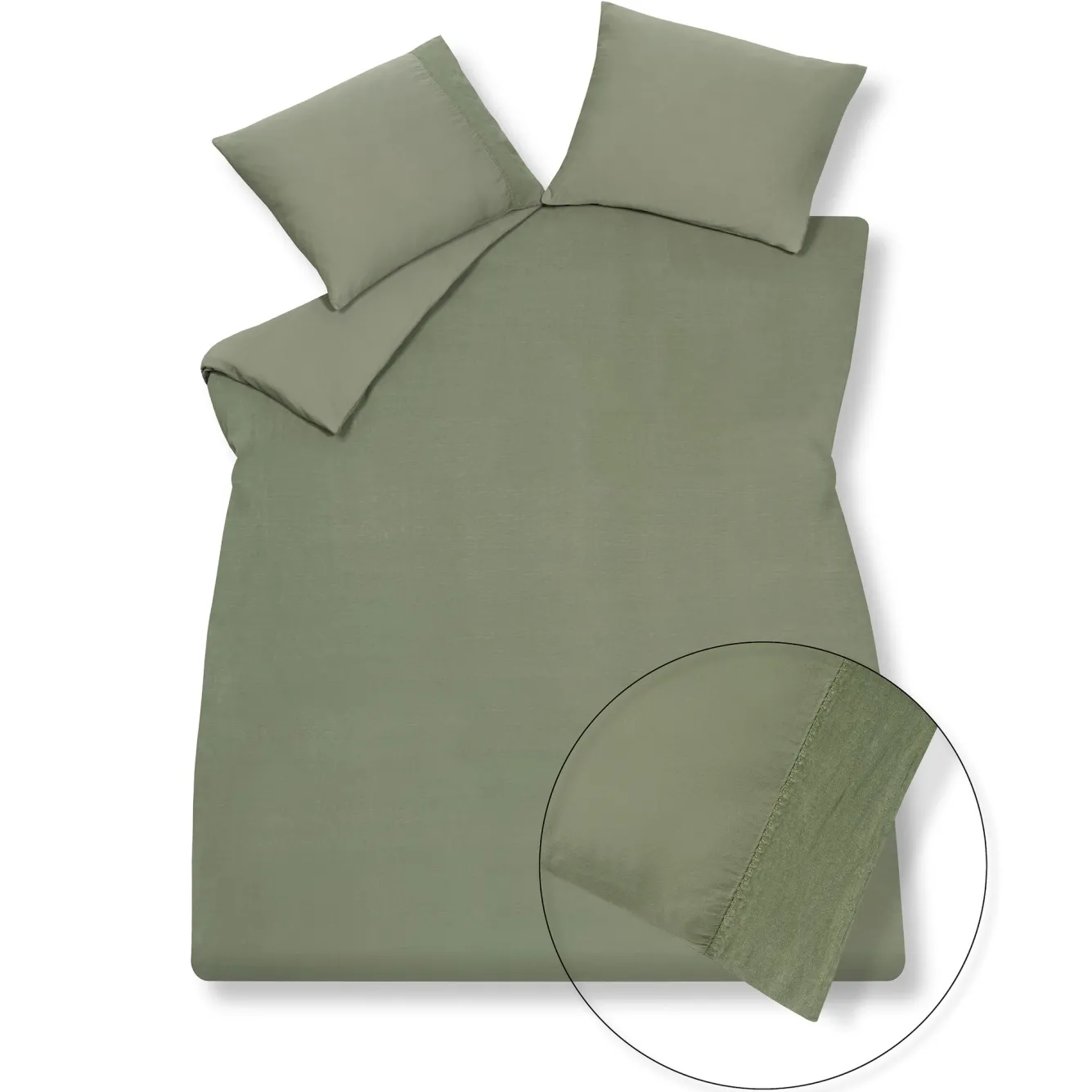 Vandyck Duvet cover PURE 07 Earth Green 140x220 cm (linen / satin cotton) PRSA17207