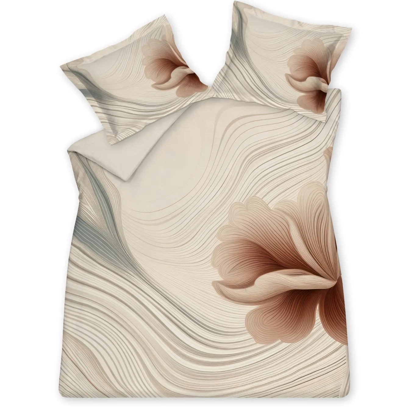 Vandyck Duvet cover FLOWING Cream Tan 200x220 cm (satin cotton)