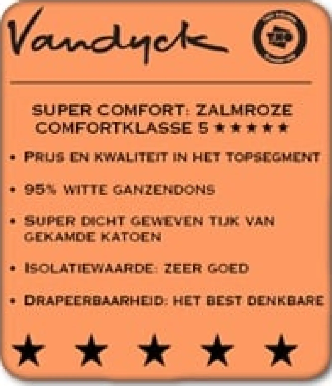 Vandyck Quilt 95% down EXCELLENT Solo (BE004 500)