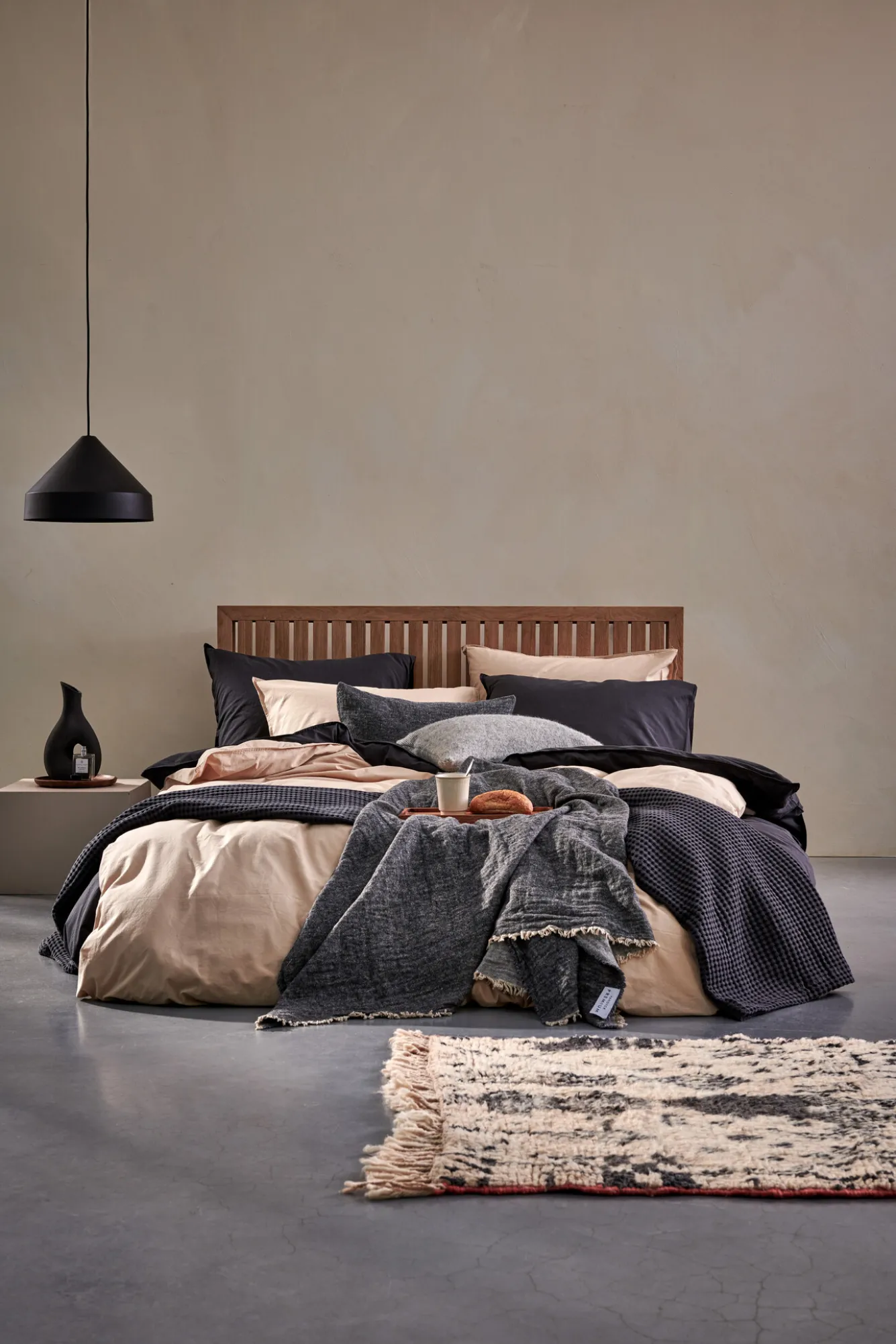 Vandyck WASHED COTTON duvet cover 240x220 cm, Off Black (cotton)