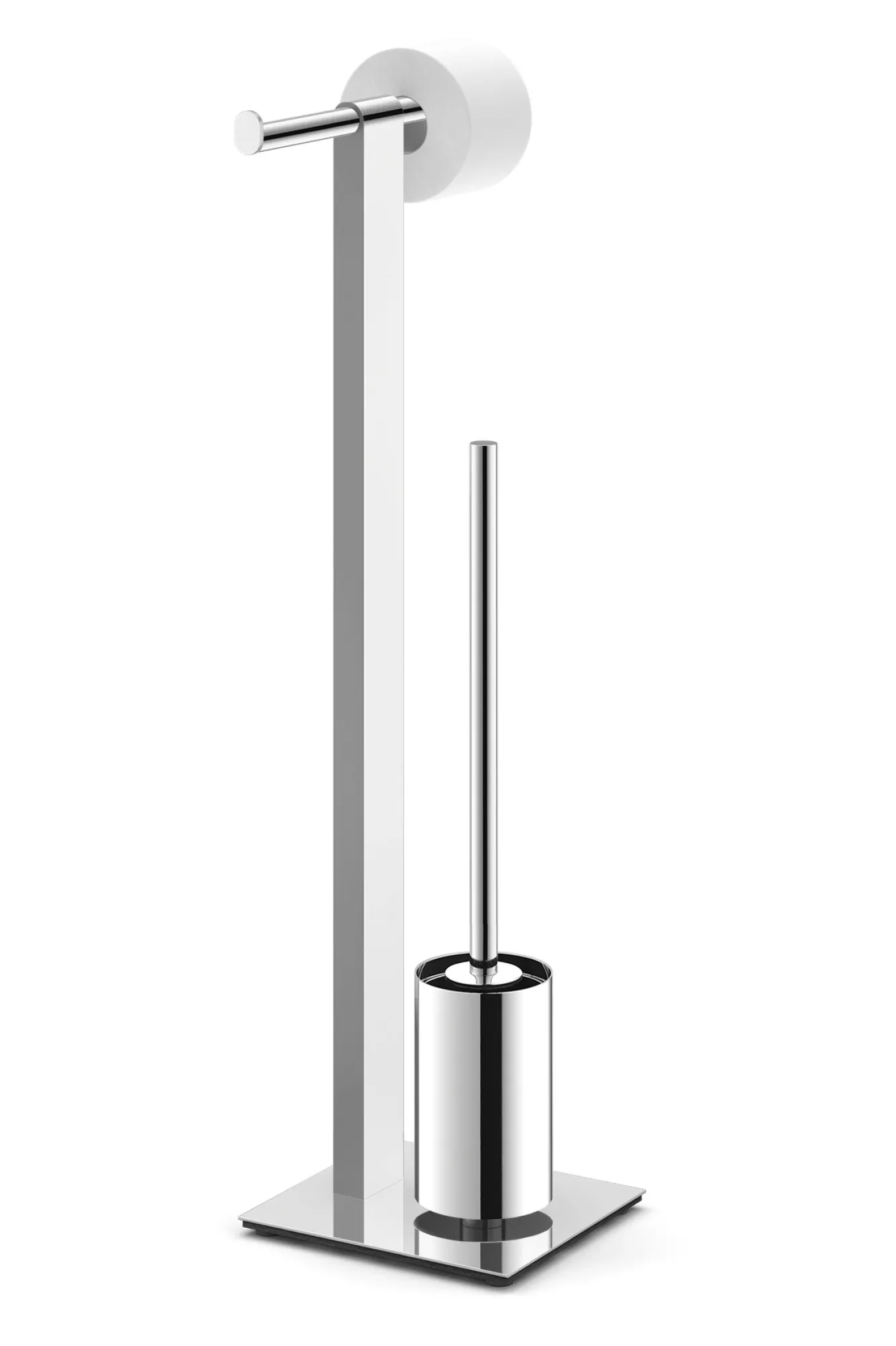 Zack ATORE double toilet butler 40473 (gloss stainless steel) - toilet brush with double roll holder