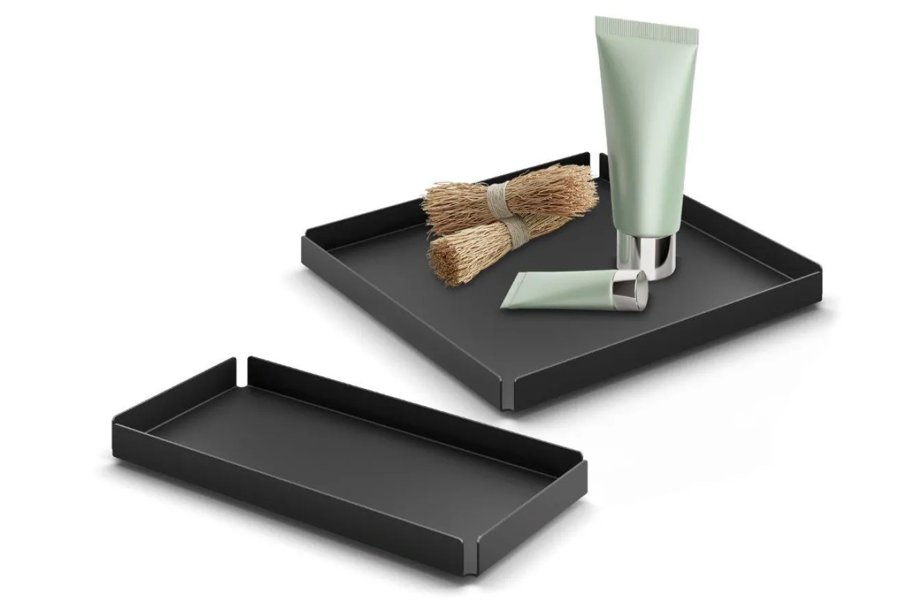 Zack POTES tray / dish 20x10 cm (powder-coated steel, black)