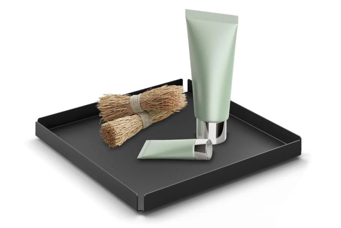 Zack POTES tray / dish 20x20 cm (powder-coated steel, black)